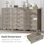 5 Drawer Dresser for Bedroom - Farmhouse 44.9" Tall Chest of Dresser with Large Storage, Rubst Wood Construction for Living Room, Hallway & Entryway - Gray