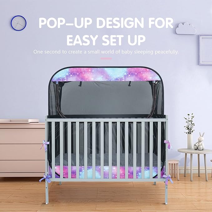 Porayhut Portable Baby Crib Net Safety Mesh Tent,Pop up Infant Mosquito Net, See Through Canopy Netting Cover for Baby&Toddler to Keep Baby from Climbing Out.