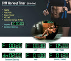 26'' Huge Digital Wall Clock, Home Gym Interval Workout Timers, with Countdown, Stopwatch, 7-Color Light, 8-Alarms, Calendar/Temperature Display, for HIIT/Tabata/FGB/EMOM (Green)
