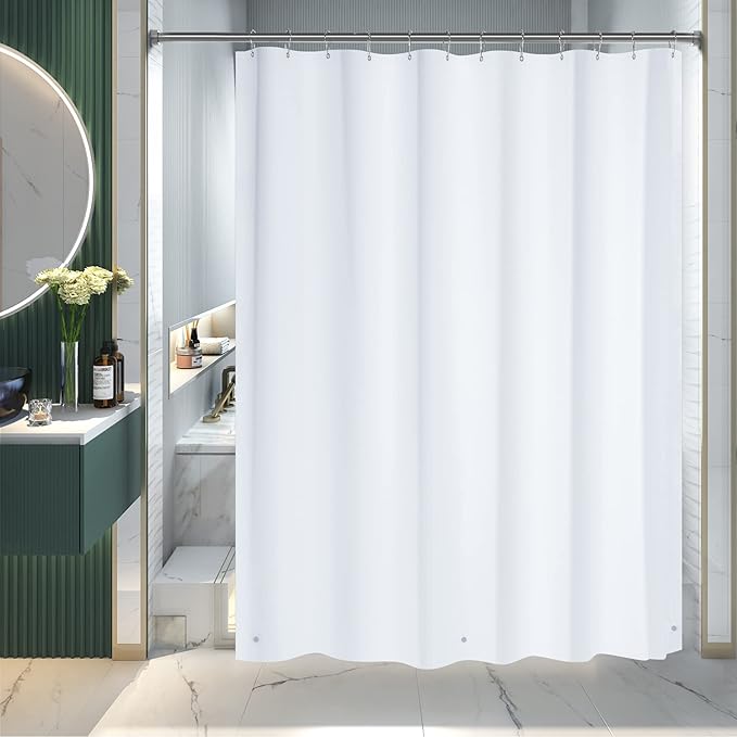 AmazerBath Shower Curtain Liner, 72x72 Plastic White Shower Curtain Liner, Cute Waterproof PEVA Shower Curtains, Lightweight Shower Curtains for Bathroom with Magnets and 12 Rustproof Grommet Holes
