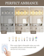 4-Light Brushed Nickel Bathroom Light Fixtures, 29 Inch Modern Bathroom Vanity Lighting Fixtures Over Mirror with Clear Glass and Metal Cage Wall Sconce Lights for Bath, E26, OS-3014BN-4W