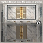 72x36 Bathroom Mirror With Lights - Black Aluminum Framed (Front and Backlit), Anti-Fog LED Lighted Bathroom Mirror,Stepless Dimmable Vanity Mirror,3 Colors Smart Mirror(Horizontal/Vertical)