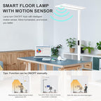 STERREN 76'' Motion Sensor Floor Lamp, 105W Modern LED Floor Lamp, Smart Full-Spectrum Office Standing Lamp, 8400LM Bright Reading Lamp for Study Room,Living Room,Bedroom, 2700K-5000K Dimmable