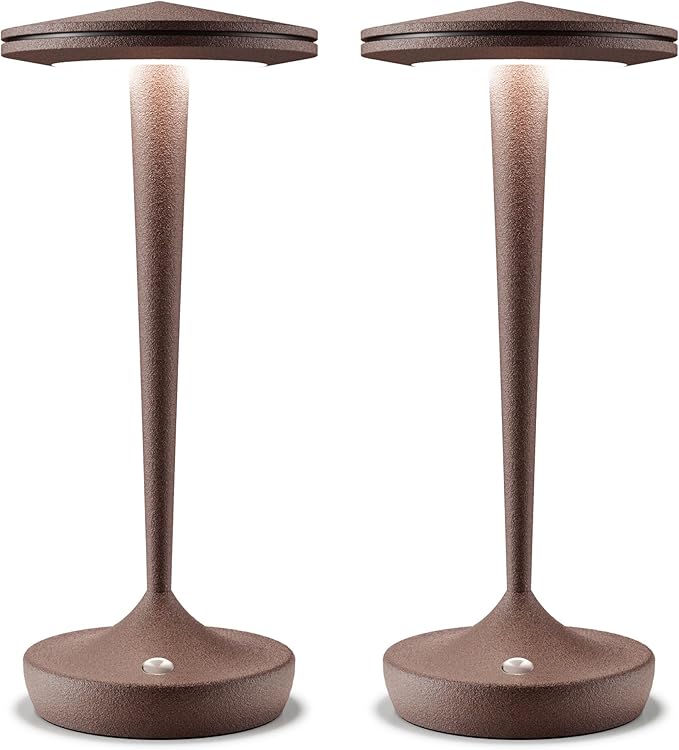 Cordless Table Lamp Rechargeable,Outdoor Table Lamps LED,5000mAh Battery Operated Lamp Stepless Dimming Table Lamps for Restaurant Dining Patio (2PRust)