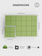 Bumusty Large Felt Bulletin Board, 36" x 24" Cork Board Alternative, 6-Pack Wall Tiles with 4-Compartment Design, 30 Push Pins, 40 Adhesive Tabs, Ideal for Office & Home Decor, Kelly Green
