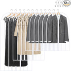 Garment Bags for Hanging Clothes, SMINDER Clear Plastic Bags Full Zipper PEVA Breathable Lightweight Garment Covers for Closet Storage, Suitable for Shirts, Jackets, Gowns (Mixed Set/12 Pack)