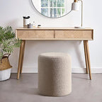 Get Set Style Modern Round Ottoman with Soft Padded Seat, Multifunctional Vanity Stool for Makeup, Upholstered Footrest Stool Ottoman Foot Stool for Living Room, Bedroom