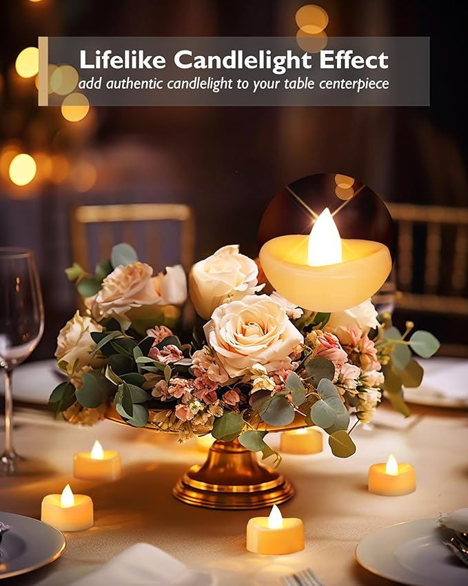 Flameless Candles, 24Pack Timer Fake Candle, LED Tea Light Candles, Battery Operated Votives with 6 Hours Timer Auto for Halloween Christmas Wedding Decor-1.5'' D X 1.25'' H, Ivory White