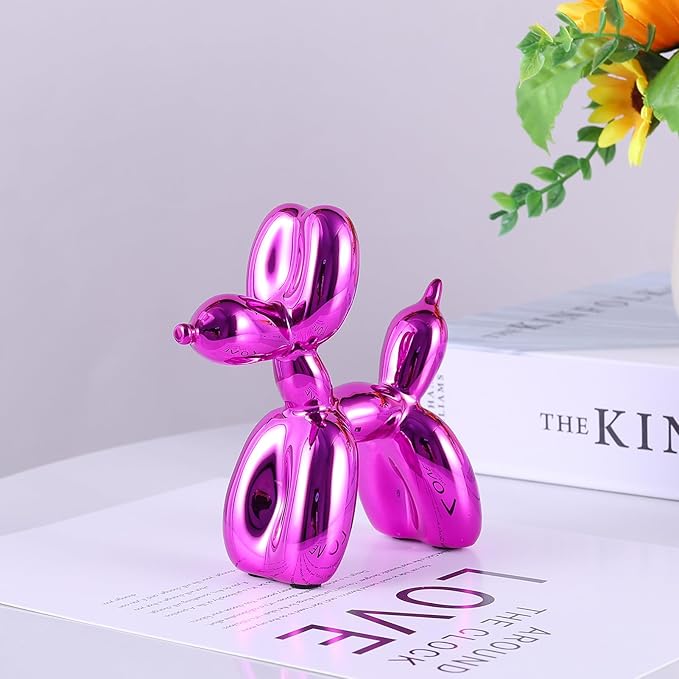 Red Balloon Dog Decor,Balloon Animal Decor,Shelf Decor Preppy Room Decor,Cute Statue Home Decor, Bedroom Modern Sculpture Desk Decor,Office Gold Decorations Small Figurines