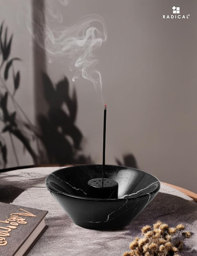 Radicaln Marble Incense Holder for Stick 5.5" Inches Black Handmade Incense Stick Holder for Living Room Décor, Ideal Incense Holder Marble Ashtray & Palo Santo Holder for Home Décor