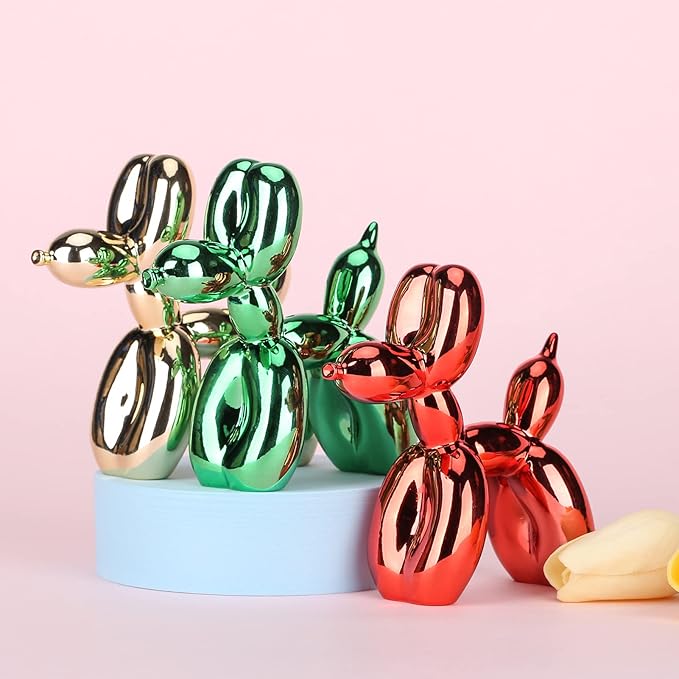Green Balloon Dog Decor,Balloon Animal Decor,Shelf Decor Preppy Room Decor,Cute Statue Home Decor, Bedroom Modern Sculpture Desk Decor,Office Gold Decorations Small Figurines