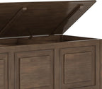 SIMPLIHOME Connaught Storage Bench - 51 inch Wide Solid Wood Trunk Bench in Natural Aged Brown, Traditional Bench for Entryway with Lift-Up Lid and 3 Hidden Compartments