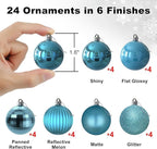 Baby Blue 1.6" Small Christmas Balls Christmas Tree Decoration Ornaments Shatterproof Hanging Balls for Birthday Halloween Holiday Wedding Decorations Set of 24pcs