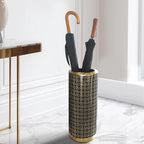 ZOEJADE Minimalist Luxury Ceramic Umbrella Stand Umbrella Holder Vase for Umbrella Canes Walking Sticks Entryway Indoor 18" High Black Gold