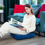 Floor Pillow Set of 2, Memory Foam Meditation Cushion, Floor Cushions for Adults Sitting, Large Square Seat Cushions for Yoga, Couch, Sofa, Kids, Living Room, 20x20 Inch (Navy Blue)