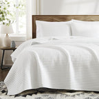 WRENSONGE Twin Quilt-2 Pieces Lightweight Bedspreads White Twin Quilt Bedding Set for All Seasons, Soft Summer Coverlet Suitable for Bed, Couch, Quilt Blanket