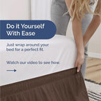 Wrap Around Dust Ruffle Bed Skirt - Brown - for King Size Beds with 21 Inch Drop - Easy Fit Elastic Strap - Adjustable Pleated Bedskirt w/Brushed Fabric - Wrinkle Free - for Women, Men, Kids & Teens