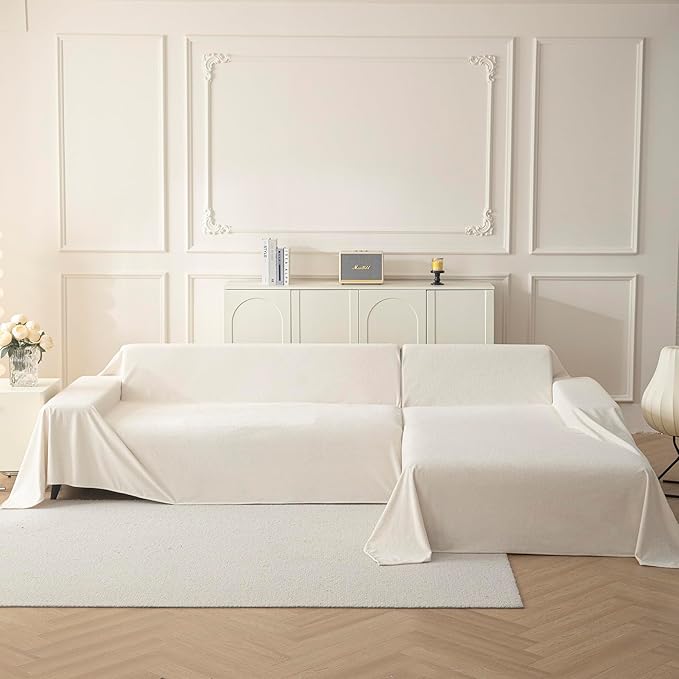 MYSKY HOME White Couch Cover for Dogs Washable Pet Couch Cover Furniture Protector Cover Non Slip Soft Couch Sofa Cover, Love Seat Couch Covers, Sofa Covers Washable, 71" x 102"