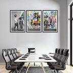 Novatique Street Graffiti Wall Art Graffiti Picture for Bedroom Behind the Curtain Abstract Banksy Art Painting for Living Room Bedroom,24" x 36" x 3pcs