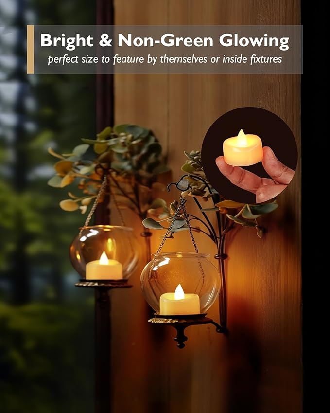 Flameless Candles, 12 Pack LED Tea Lights Candles Battery Operated, Last 200+ Hrs Flickering Tea Lights, Flameless Tealight Candles for Halloween Diwali Fall Christmas Wedding