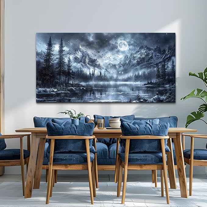 FUHAIHUA Large Canvas Wall Art For Living Room Wall Decor For Bedroom Office Decoration Black And White Wall Painting Forest Landscape Picture Hotel Artwork Poster Home Decor Ready to Hang 30X60 In