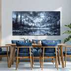 FUHAIHUA Large Canvas Wall Art For Living Room Wall Decor For Bedroom Office Decoration Black And White Wall Painting Forest Landscape Picture Hotel Artwork Poster Home Decor Ready to Hang 30X60 In