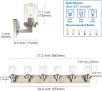 MELUCEE 6-Light Bathroom Lights Over Mirror in Brushed Nickel, Modern Industrial Vanity Lighting Fixture Indoor Wall Lights for Bath Kitchen Powder Room, Clear Glass Shade