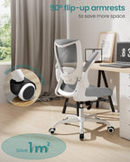 Office Chair, Ergonomic Desk Chair with Adjustable Lumbar Support and Flip up Armrest, Breathable Mesh Computer Chair for Home Office, Gray
