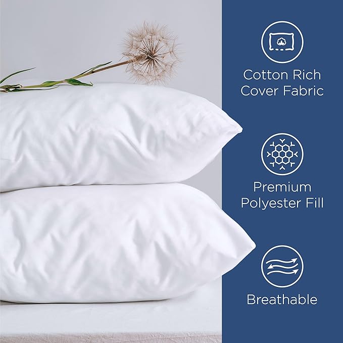 Martex 2-Pack Queen Pillows - Hotel Quality - Cozy Premium Bedding for All Sleep Positions