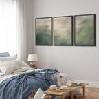MUDECOR Framed Wall Art Print Set Soft Green Cloudscape Tranquil Abstract Nature Illustrations Modern Art Boho Decorative Colorful Chic for Living Room, Bedroom, Office - 16"x24"x3 Black