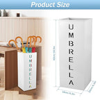 Metal Umbrella Stand Holder, 16.5x6.3x6.3inch Square Free Standing Umbrella Rack Decorative Umbrella Holder Bin Multipurpose Walking Sticks Holder for Umbrella Cane Entryway (White)