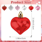 Valentines Day Heart Ornaments, 30Pcs Hanging Heart Ornaments, Glitter Multi-color Heart-shaped Baubles for Outdoor Wedding Anniversary Mother's Day Romantic Galentines Valentines Day Party Decoration