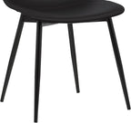 Armen Living Monte Mid Century Modern Dining Accent Chair for Table Kitchen Desk Vanity in Black Faux Leather with Black Metal Legs