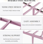 SHA CERLIN Queen Size Bed Frame for Kids,Metal Bed Frame with Butterfly Pattern Design Headboard and Footboard,No Box Spring Needed,Easy Assembly,Pink