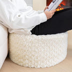 Asuprui Round Pouf Ottoman Stuffed Foot Stool Floor Pouf Chair for Living Room Bedroom Filled Boho Poof Foot Rest for Couch 20 Diameter x 12 Height Cream with Filler