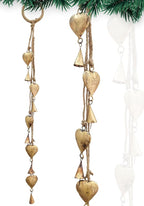 HIGHBIX Shabby Chic Hanging Bells Cluster – Rustic Handmade Metal Bell Décor for Wall, Door, Garden, or Festive Decoration (1, Heart Cone)