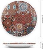 7 Inch Decorative Plate, Mandala Round Porcelain, Classic Victorian Floral Authentic Motives Tribal Print Ceramic Display Plate for Decorative Ornaments Giving Plates, 1 Plate with 1 Display Stand
