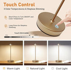 Set of 2 Rechargeable Cordless Table Lamp,6000mAh LED Battery Operated Desk Lamp Touch 3 Color Dimming Portable Outdoor Waterproof Table Light for Patio/Restaurant/Dining/Home (Bronze)