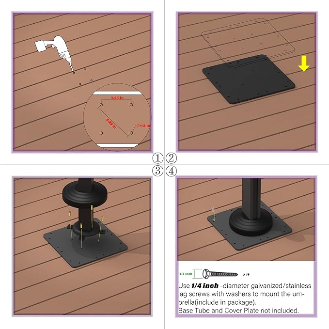 PURPLE LEAF Cantilever Umbrella Base Outdoor Umbrella Base, Steel Plate Base, 15.75"(L) X 15.75"(W) X 0.39''(THK)
