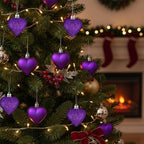 Skylety 30 Pieces Valentine's Day Heart Ornaments, Heart Shaped Decorations Tree Hanging Baubles for Valentine Wedding Anniversary, 3 Styles 2 Size (Purple)