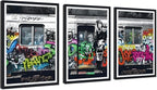 Novatique Banksy Graffiti Wall Art Street Wall Art Colorful Graffiti Art Painting Canvas Print for Teenager Room Office Decoration,24" x 36" x 3pcs