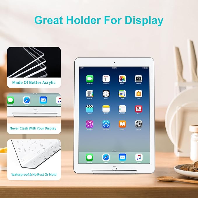 Boloyo Acrylic Book Stand Without Ledge,6 Inch 10PC Clear Acrylic Display Easel Transparent Display Stand Holder Tablet Holder for Displaying Pictures,Books,Artworks, CDs