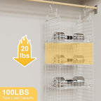 5 Tier Hanging Closet Organizer with Adjustable Dividers, Heavy-Duty Storage Shelves for Clothing, Kitchen, Laundry Room, Extra Large Baskets, 15.7" W x 11.8" D x 51" H, White