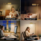 SUNMORY Dimmable LED Pharmacy Floor Lamp, 16W/1500LM Bright Reading Floor Lamp with Remote & Touch Control, 350°Swing Arm, Adjustable Task Craft Standing Lamp for Living Room Bedroom Office, Gold