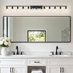 12 Light Bathroom Light Fixtures, Black Bathroom Lighting Fixtures Over Mirror Matte Black Modern Vanity Lights Wall Lighting for Mirror Bedroom, Living Room (78.7inch)