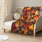 Flannel Blanket Featuring Piled Maple Leaves Pattern,Soothing Anxiety Relief,Breathable Microfiber,for Fall snuggling,Cozy and Lightweight,Throw Blanket for Couch Decorative 30X40 Inch