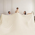 Oversized King Fleece Blanket 120x120 Inches, Seamless Soft Cozy 3D Jacquard Flannel Blanket 10'x10' Extra Large for Bed, Sofa, Couch, Travel & Camping, California King Throw, Beige Leaf