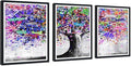 Novatique Tree Wall Art for Living Room Colorful Graffiti Picture Wall Decor Abstract Art Wall Decor Ready to Hang for Bedroom,12" x 16" x 3Pcs