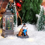 NINIPAPA Christmas Village Accessories Santa's Villages Sets for Christmas Decoration, Relaxed Day Man with Dog Reads Newspaper Santa Resin Christmas Ornaments