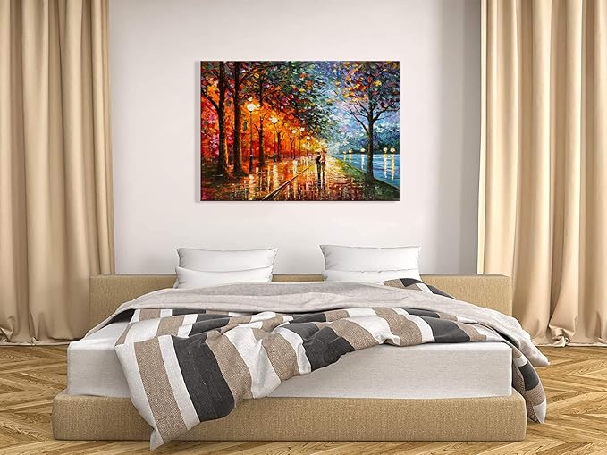 Alenoss Abstract Canvas Paintings 3D Modern Oil Paintings on Canvas 28x40 Inches Contemporary Colorful Wall Art Romantic Couples Blue Artwork for Home Decorations